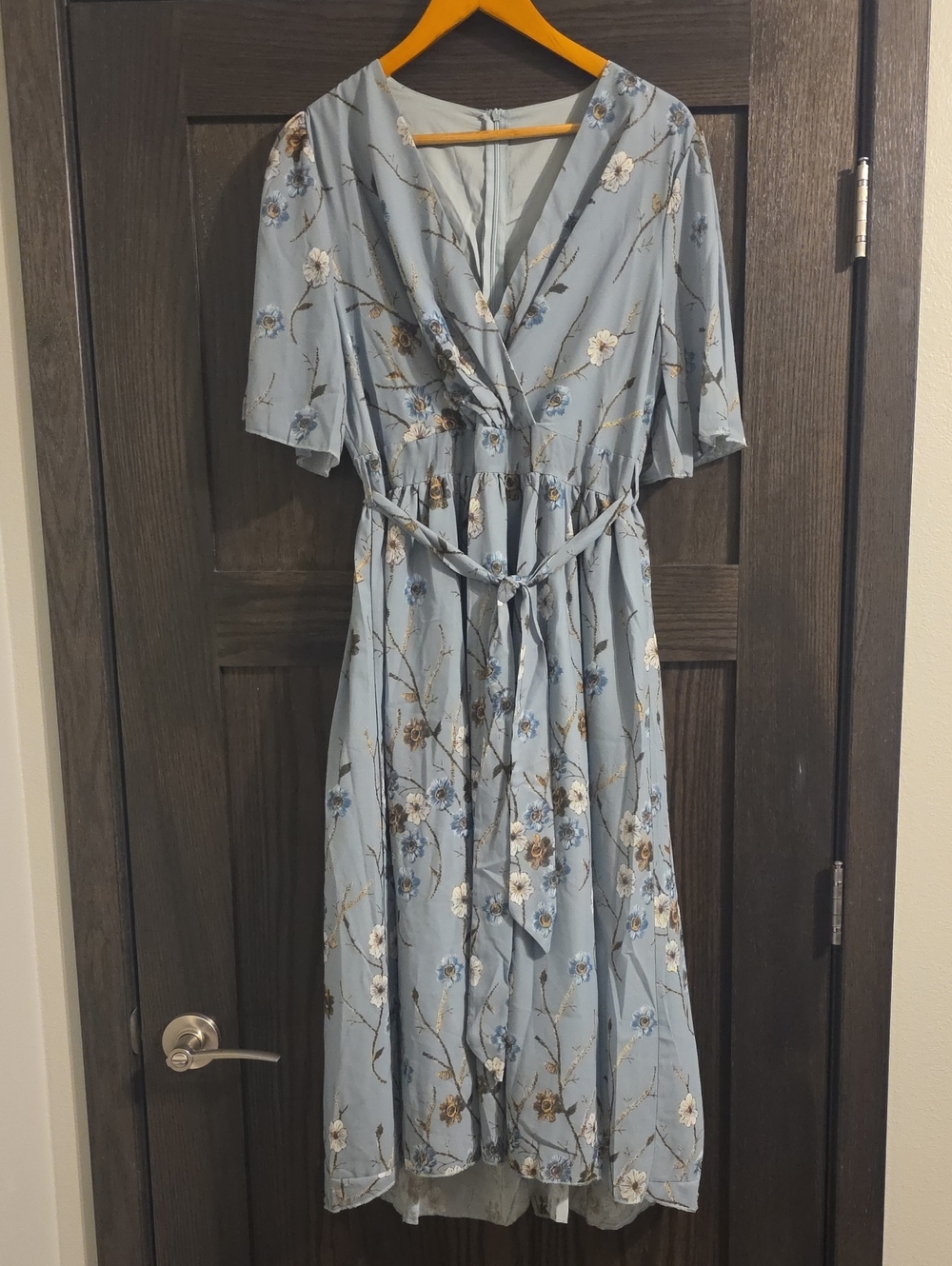 Light Blue Floral Midi Dress
